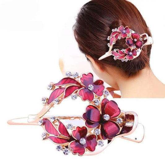 Charming Colorful Flower Red Hair Clip For Women Fashionable Design Beautiful Women Vintage Wedding Hair Clips Lightweight Hair Jewelry Excellent Women Gift