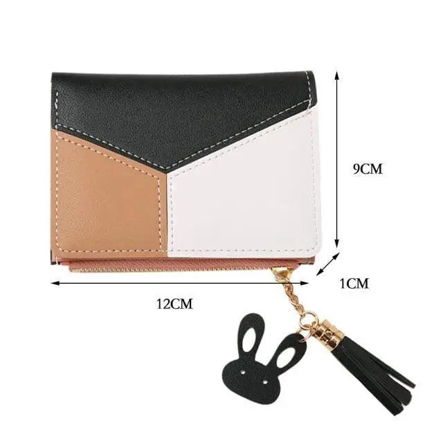 Charming Hit Color Short Tassels Wallets,Bags Zipper PU Leather, Card Holder, Pendant Coin Purse, Card Cash Clutch For Women And Girls