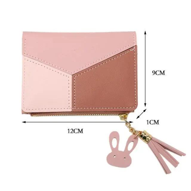 Charming Hit Color Short Tassels Wallets,Bags Zipper PU Leather, Card Holder, Pendant Coin Purse, Card Cash Clutch For Women And Girls