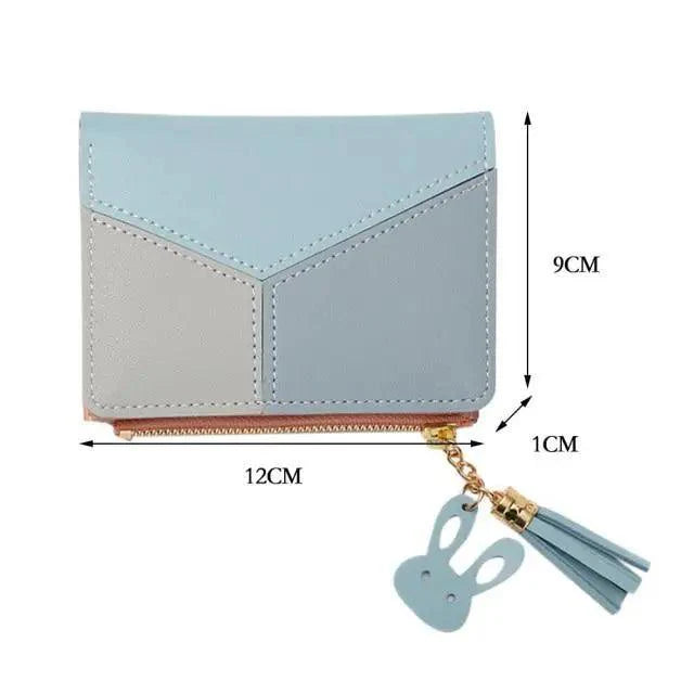 Charming Hit Color Short Tassels Wallets,Bags Zipper PU Leather, Card Holder, Pendant Coin Purse, Card Cash Clutch For Women And Girls