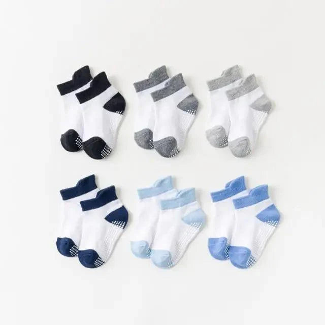 Children Cotton  6 Pairs/Set Anti-slip Socks For Boys Girl Rubber Kid Floor Sock With Grips For 0 To 6 Years Kids
