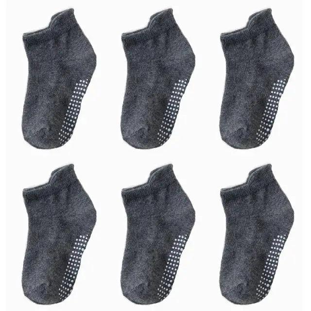 Children Cotton  6 Pairs/Set Anti-slip Socks For Boys Girl Rubber Kid Floor Sock With Grips For 0 To 6 Years Kids