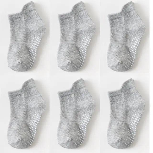Children Cotton  6 Pairs/Set Anti-slip Socks For Boys Girl Rubber Kid Floor Sock With Grips For 0 To 6 Years Kids
