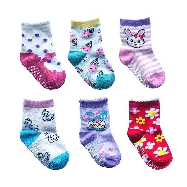 Children Cotton  6 Pairs/Set Anti-slip Socks For Boys Girl Rubber Kid Floor Sock With Grips For 0 To 6 Years Kids