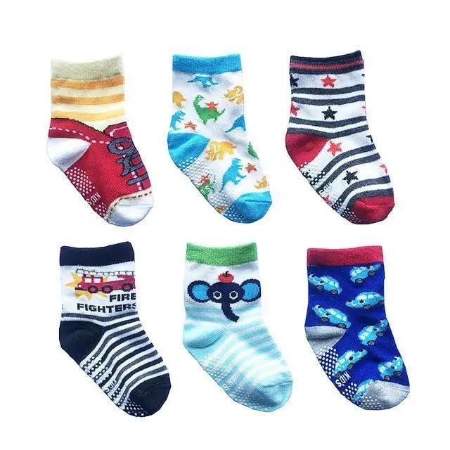 Children Cotton  6 Pairs/Set Anti-slip Socks For Boys Girl Rubber Kid Floor Sock With Grips For 0 To 6 Years Kids