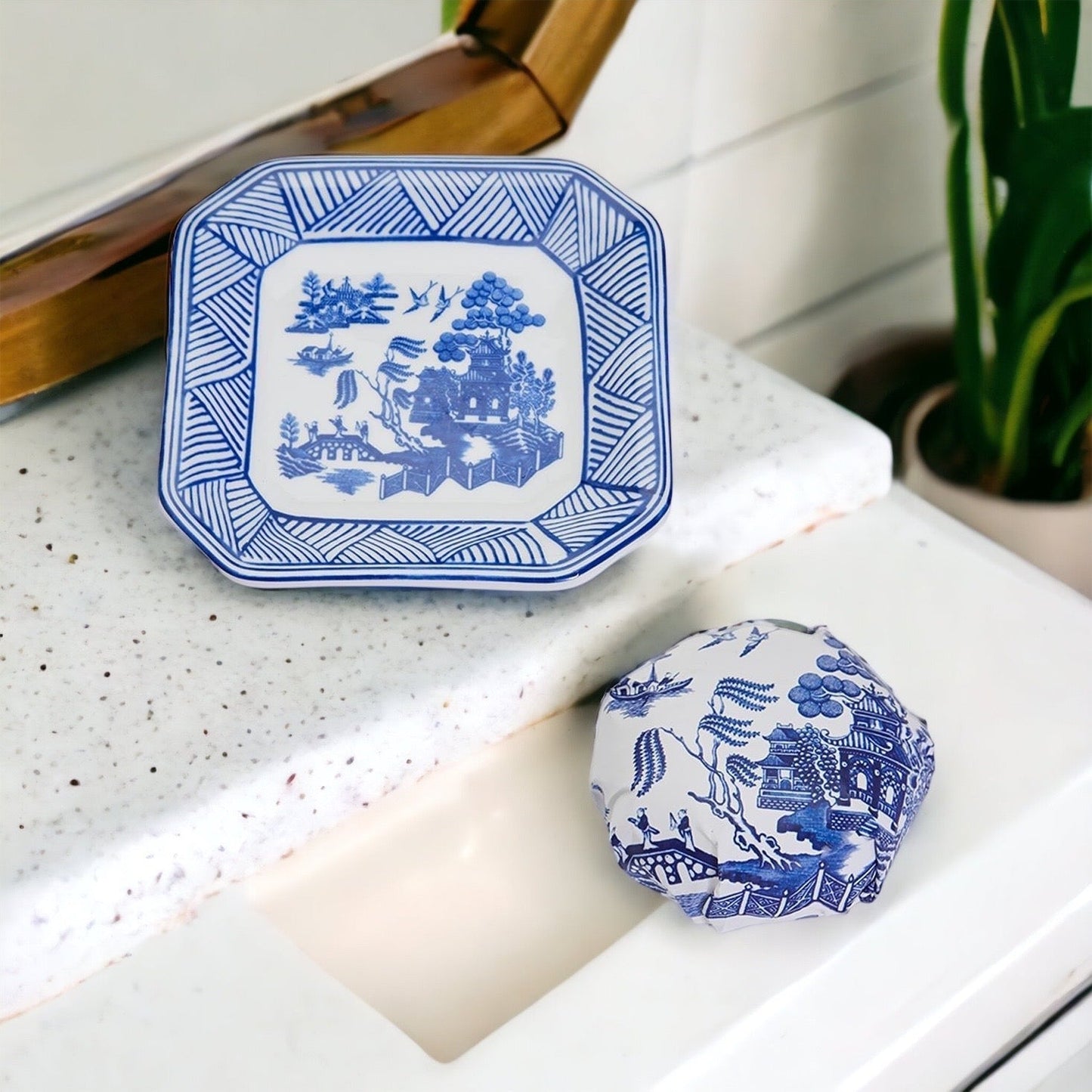 Seifenschale und Schmuckschale im Chinoiserie-Stil – Dekoratives Seifenablage-Geschenk aus Keramik