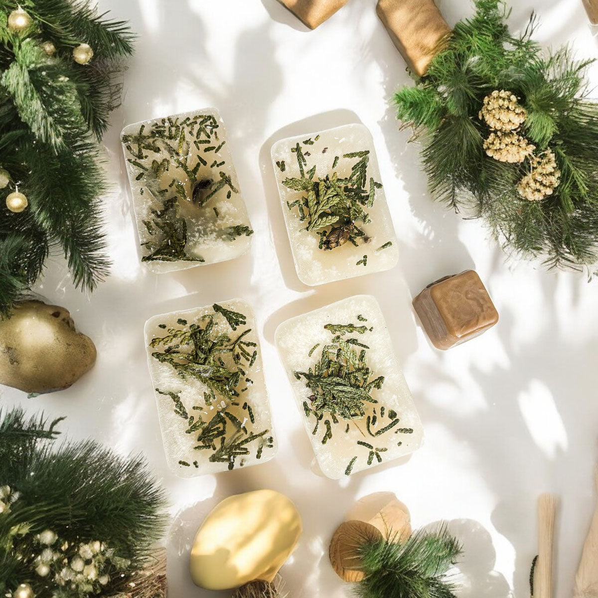 Galets de Cire XL Sapin de Noël 4 Cubes Parfum Doux de Cèdre Frais et de Pin pour les Fêtes