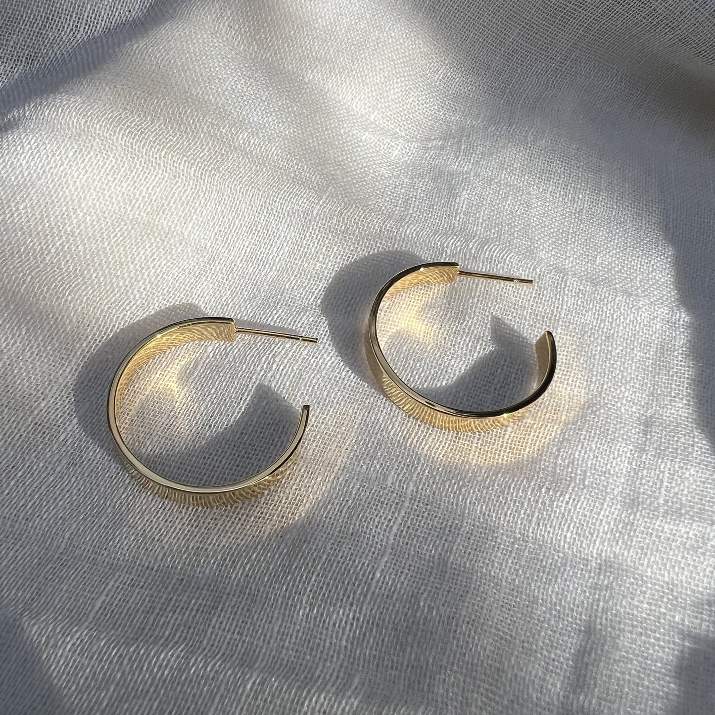 Chunky Gold Plated Recycled Bombshell Hoop Earrings Sustainable Handcrafted