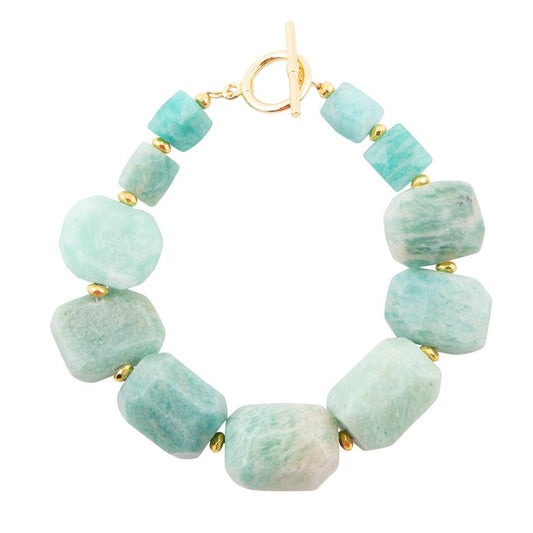 Bracelet Chunky en amazonite verte avec fermoir à bascule doré