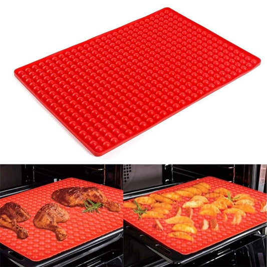 Circular Hole Silicone Grill Mat BBQ Mat Barbecue Roast Chicken Mat Baking Pan Mat Multifunctional Microwave Mat Table Placemat Pyramid Pan Non Stick Fat Reducing Silicone Baking Mat Oven Cooking Baking BBQ Mat Sheets