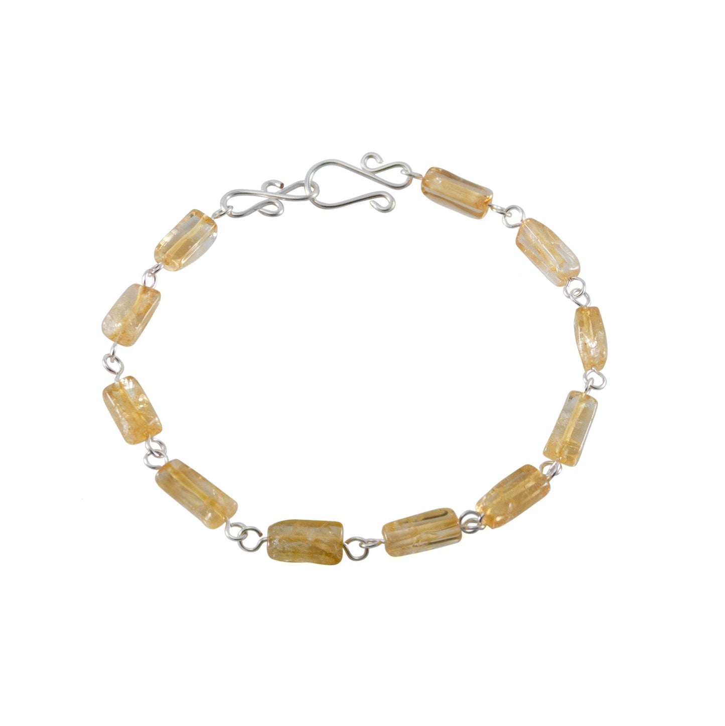 Citrin-Armband aus Sterlingsilber, Naturstein, handgefertigt