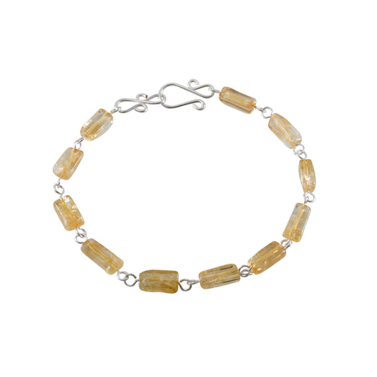 Bracelet Citrine Argent Sterling Gemme Naturelle Façonné à la Main