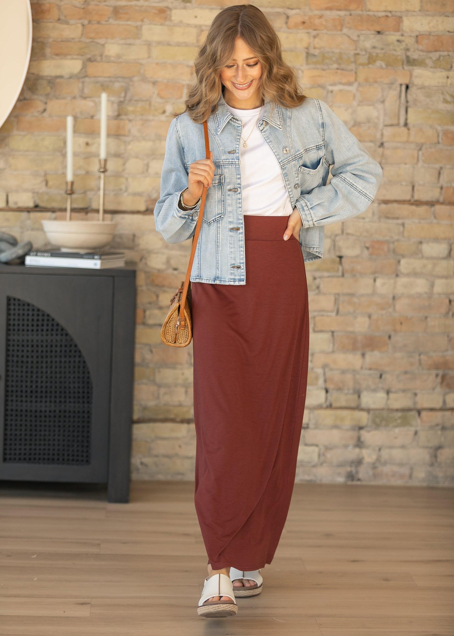 Clarise Rust Premium Knit Maxi Skirt