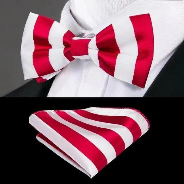 Classic Green Bow Ties Men Silk Butterfly Tie  With Pocket Square And Cufflinks Set For Men Elegant Design Wedding Party Bowties Solid Color Gentleman Bow Tie And Pocket Square Cufflink Set