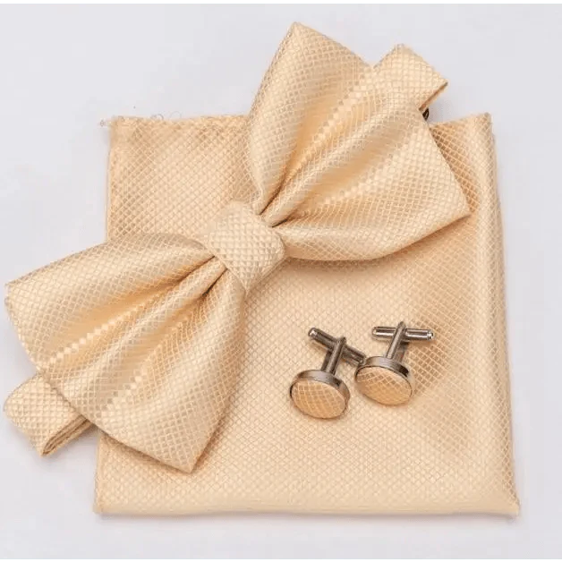 Classic Men Bowtie  Cufflinks Set Casual Men's Fashionable Style Solid Color Bowties Elegant Accessories