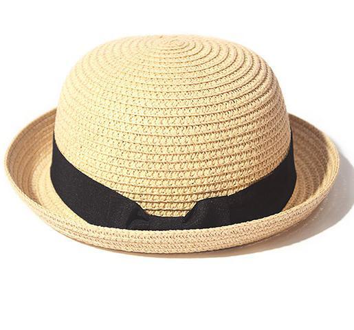 Classic Simple Female Hat For Summer Beach Hat Casual Lady Summer Solid Color Straw Hat Women Elegant Hat Traveling Hats UV Protection Sun Cap Women Flat Bowknot Design Cute Cap Girls Hat 56-58cm