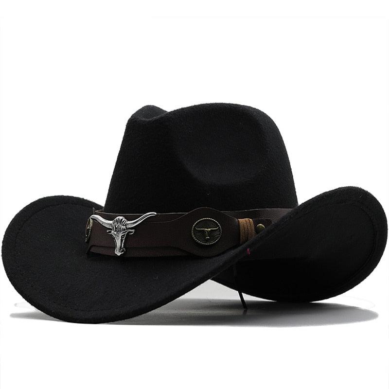 Classic Simple Women Men Wool Western Cowboy Hat Women Men's Western Cowboy Unisex Hat Gentleman Wide Brim Hat Dad Cowgirl Hats Cowgirl Hats With Wide Belt - ThisandThatShoppe