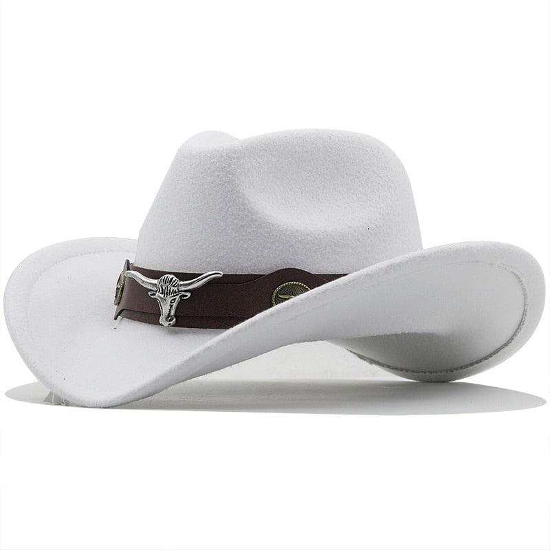 Klassischer schlichter Western-Cowboyhut aus Wolle für Damen und Herren, Unisex-Cowboyhut für Damen und Herren, Gentleman-Hut mit breiter Krempe, Vater-Cowgirl-Hüte, Cowgirl-Hüte mit breitem Gürtel