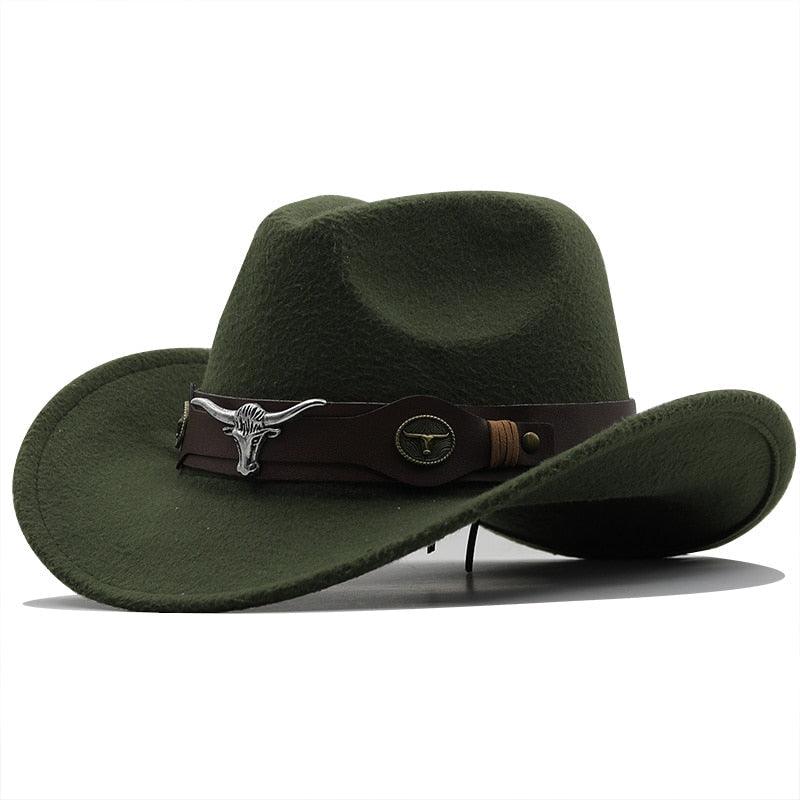 Klassischer schlichter Western-Cowboyhut aus Wolle für Damen und Herren, Unisex-Cowboyhut für Damen und Herren, Gentleman-Hut mit breiter Krempe, Vater-Cowgirl-Hüte, Cowgirl-Hüte mit breitem Gürtel
