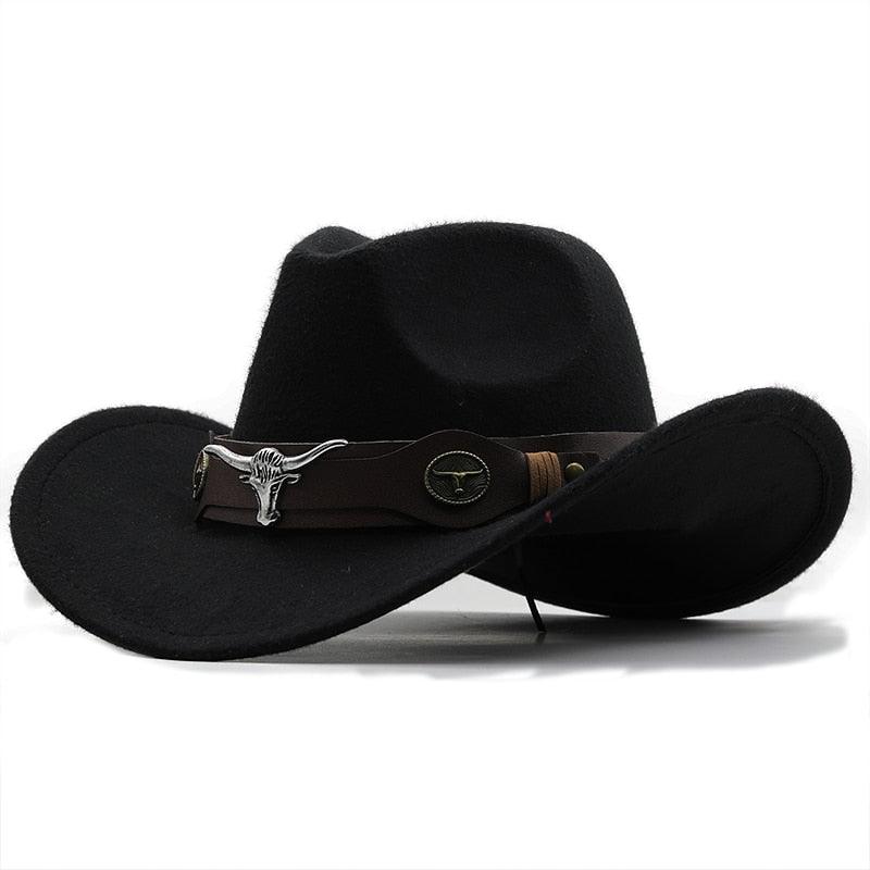 Klassischer schlichter Western-Cowboyhut aus Wolle für Damen und Herren, Unisex-Cowboyhut für Damen und Herren, Gentleman-Hut mit breiter Krempe, Vater-Cowgirl-Hüte, Cowgirl-Hüte mit breitem Gürtel