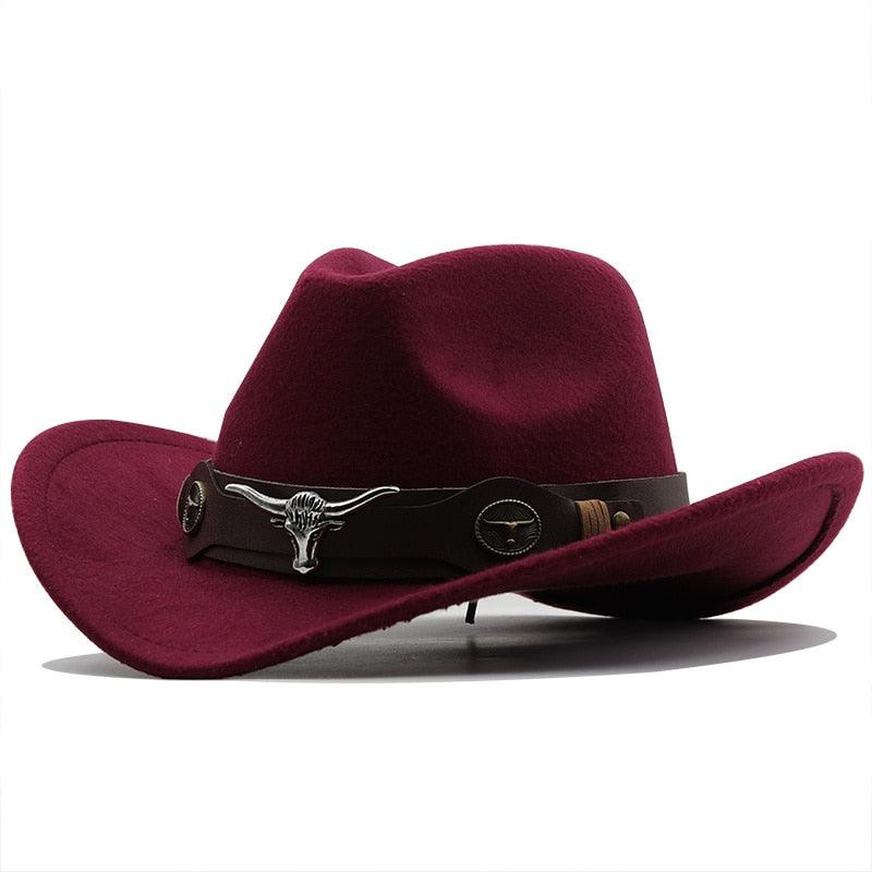 Klassischer schlichter Western-Cowboyhut aus Wolle für Damen und Herren, Unisex-Cowboyhut für Damen und Herren, Gentleman-Hut mit breiter Krempe, Vater-Cowgirl-Hüte, Cowgirl-Hüte mit breitem Gürtel