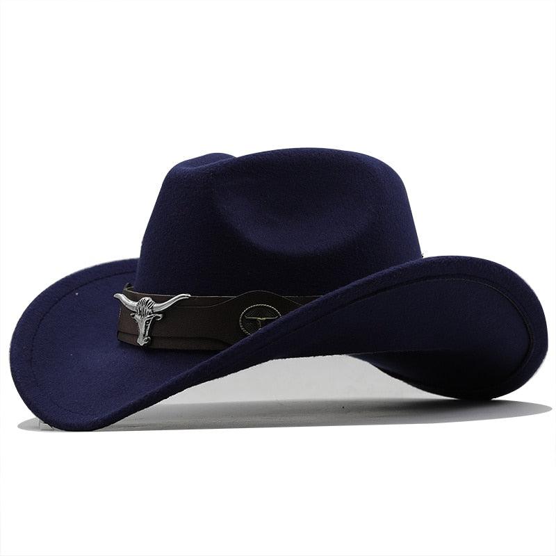 Klassischer schlichter Western-Cowboyhut aus Wolle für Damen und Herren, Unisex-Cowboyhut für Damen und Herren, Gentleman-Hut mit breiter Krempe, Vater-Cowgirl-Hüte, Cowgirl-Hüte mit breitem Gürtel