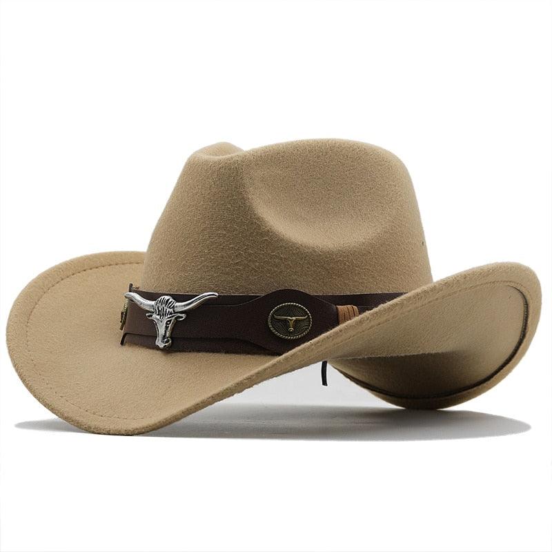 Klassischer schlichter Western-Cowboyhut aus Wolle für Damen und Herren, Unisex-Cowboyhut für Damen und Herren, Gentleman-Hut mit breiter Krempe, Vater-Cowgirl-Hüte, Cowgirl-Hüte mit breitem Gürtel