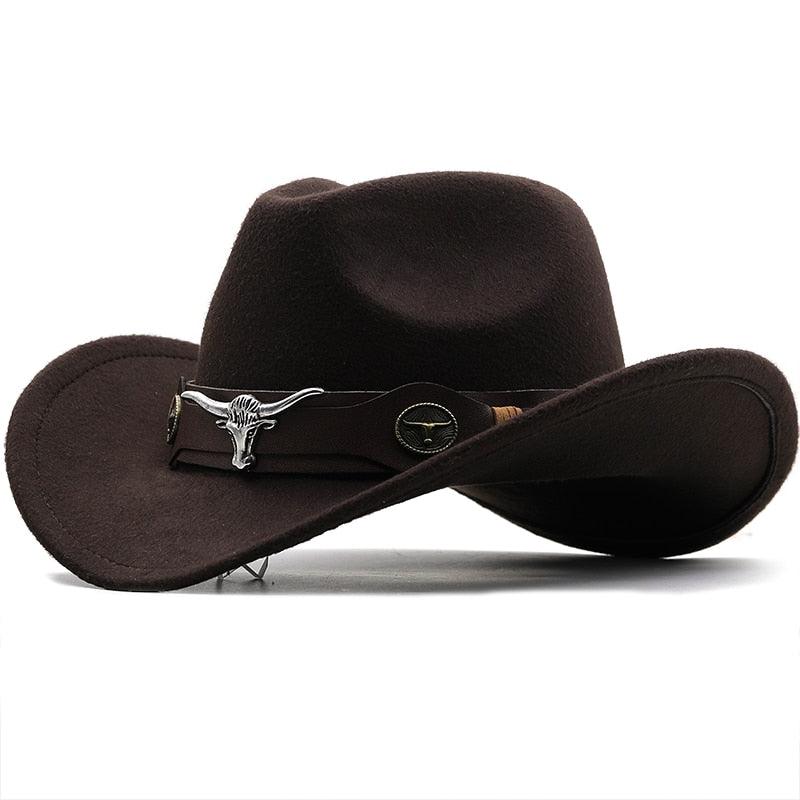 Klassischer schlichter Western-Cowboyhut aus Wolle für Damen und Herren, Unisex-Cowboyhut für Damen und Herren, Gentleman-Hut mit breiter Krempe, Vater-Cowgirl-Hüte, Cowgirl-Hüte mit breitem Gürtel