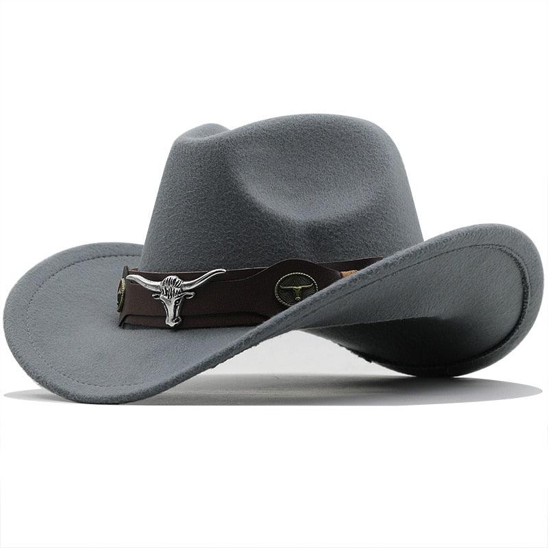 Klassischer schlichter Western-Cowboyhut aus Wolle für Damen und Herren, Unisex-Cowboyhut für Damen und Herren, Gentleman-Hut mit breiter Krempe, Vater-Cowgirl-Hüte, Cowgirl-Hüte mit breitem Gürtel