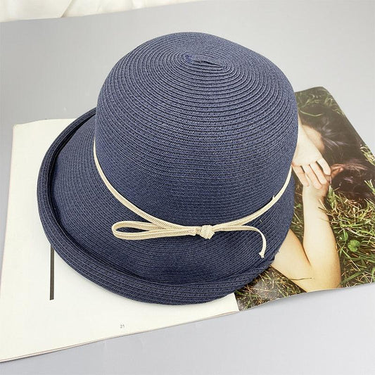 Classic Style Straw Hat Women Foldable Traveling Summer Women's Big Sun Hat Vintage Design Wide Side Straw Hat Female Summer Beach Hat Holiday Party Cap 56-58CM - ThisandThatShoppe