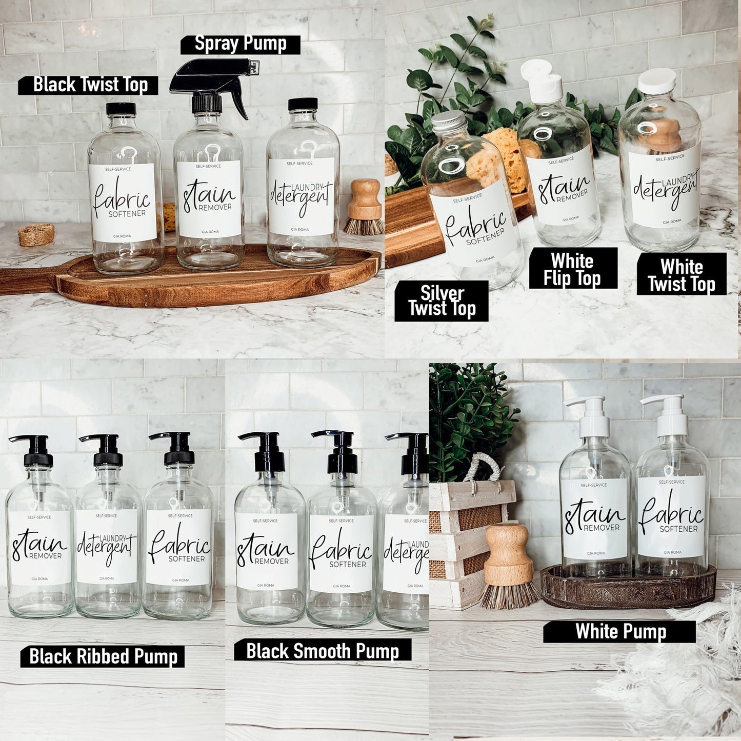 16oz Glas Boston Rundflasche Klar mit weißem Etikett – Mehrfachpackung