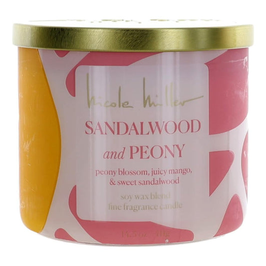 Bougie 3 mèches de 411 g en cire de soja Nicole Miller - Bois de santal et pivoine