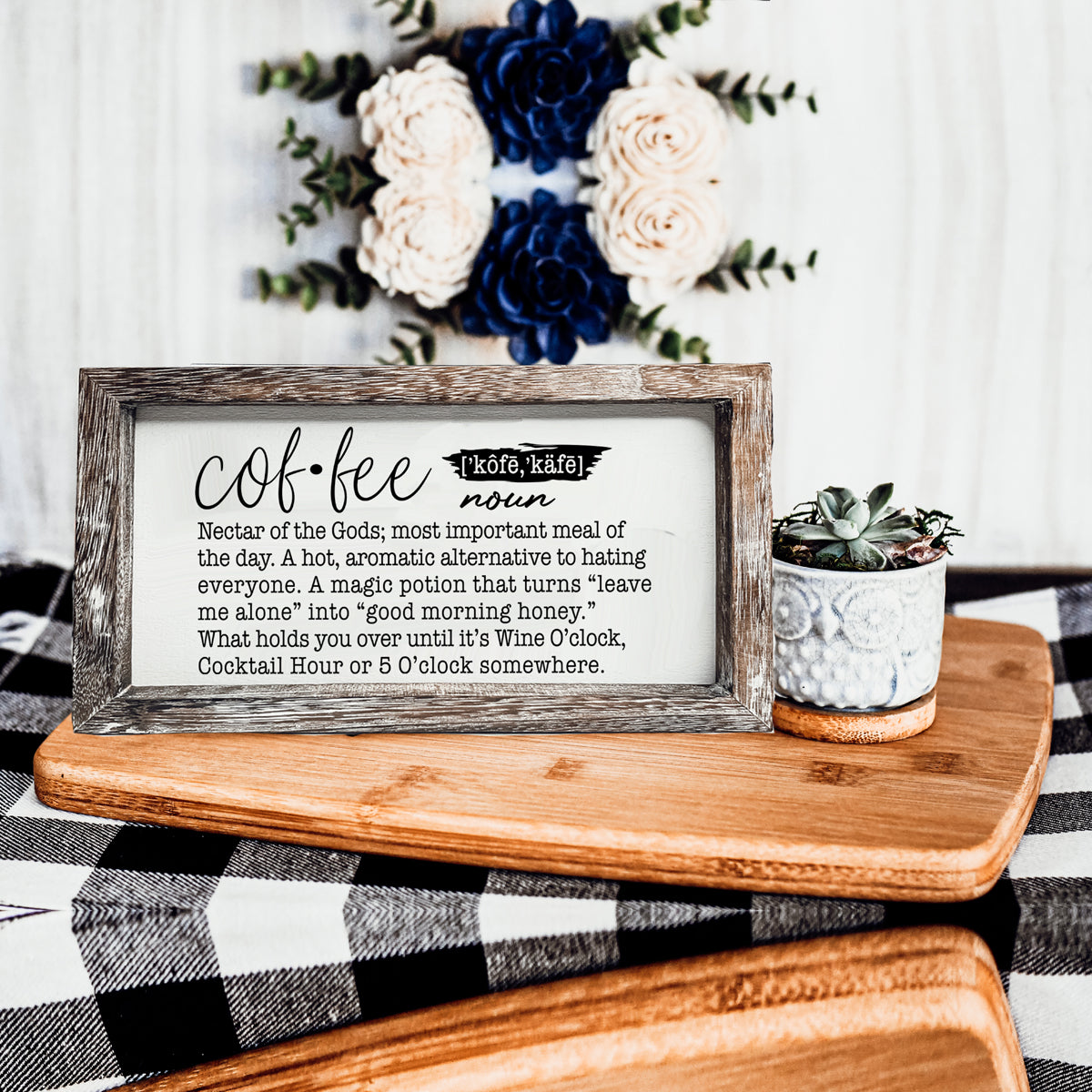Coffee Definition Wooden Sign For Coffee Bar Decor Rustic Kitchen Wall Art Scientific Humor