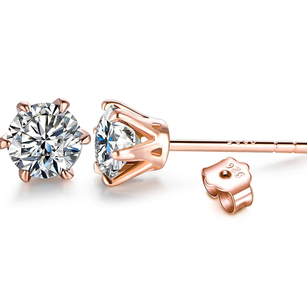 Colored Moissanite 1ct Round Cut Stud Earrings DVVS1 Lab Created 18K Gold