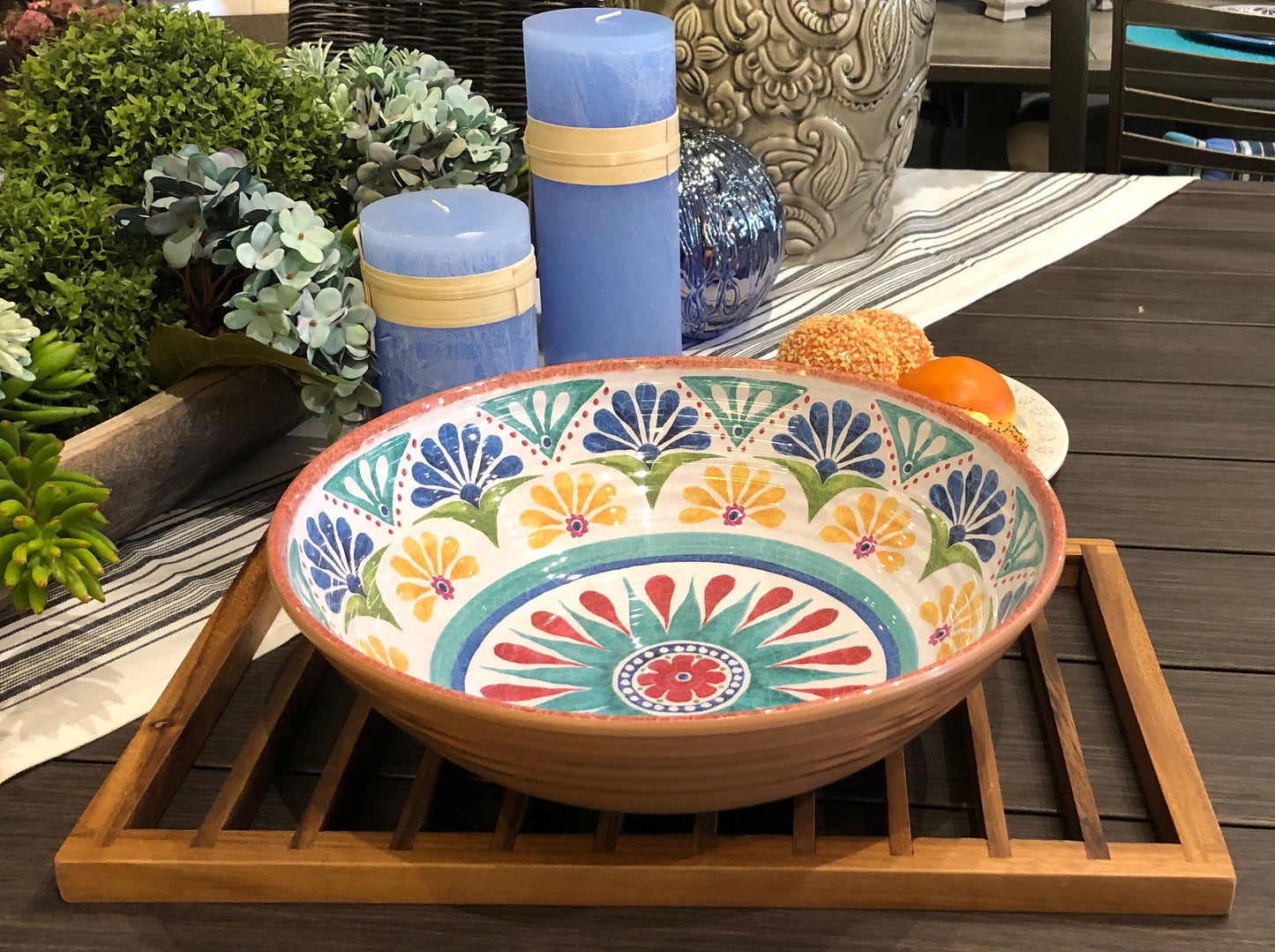 Grand dessous de plat rond en bois d'acacia - Dessous de plat résistant à la chaleur pour assiettes