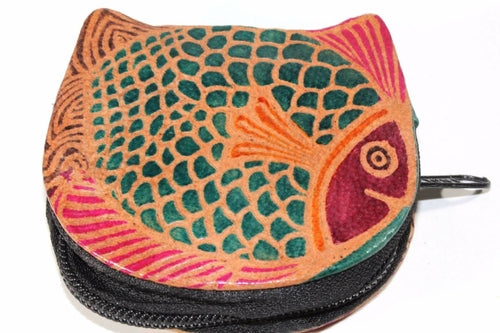 Colorful Fish Leather Coin Purse Small Zipper Wallet