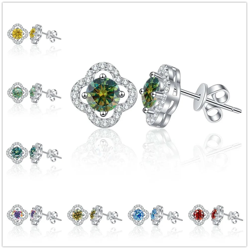 1 Karat Moissanit Ohrstecker für Damen 925 Sterling Silber Hochzeitsgeschenk
