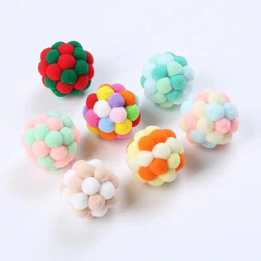Colorful Handmade Ball For Cats Interactive Fluffy Ball For Kittens Soft Toys For Pets Excellent Gift For Cat Lovers Ball Toys For Cats And Kittens Fun Adorable Colorful Soft Balls