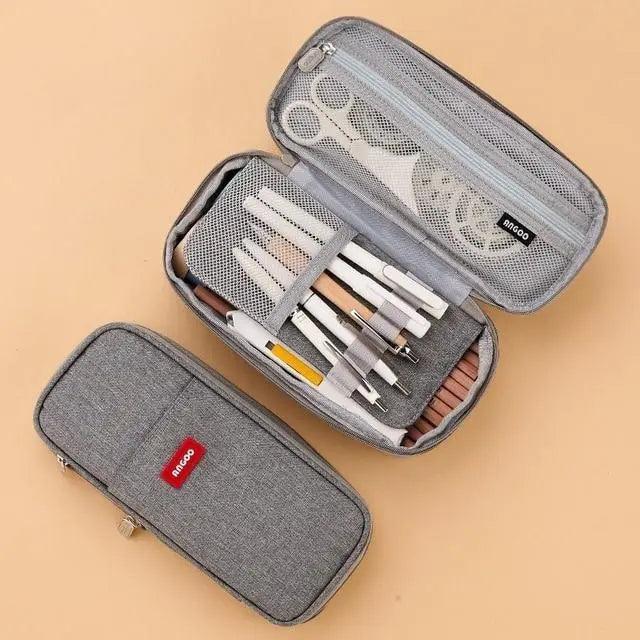 Colorful Pencil Organizer Pouch Pen Holder School Supplies Portable Travel Simple Storage Box Easy Grip Handle