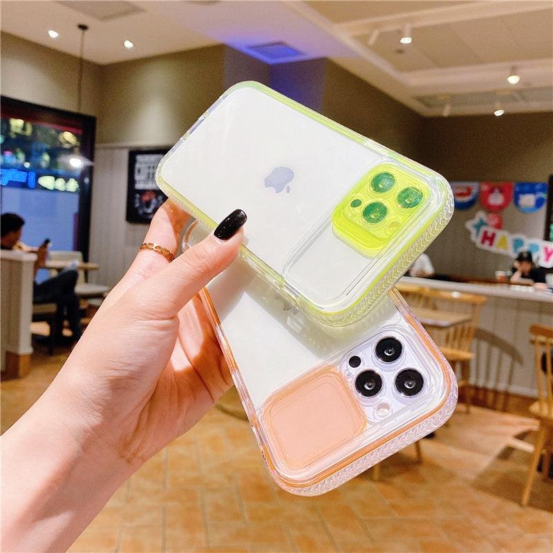 Colorful Translucent Slide Camera Lens Protection Shockproof Phone Case for iPhone Transparent Shockproof Phone Case For iPhone 13 12 11 Pro Max XR XS Max Slide Camera Lens Protection Clear Back Cover