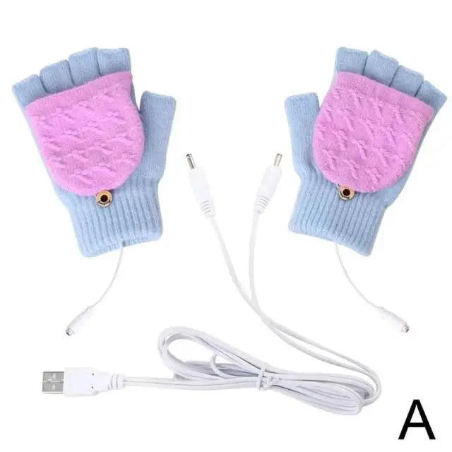 Comfortable Warm USB Heating Winter Gloves Hand Warmers Fingerless Mittens Hand Laptop Half Electric Heating Gloves Soft Hands Warmer