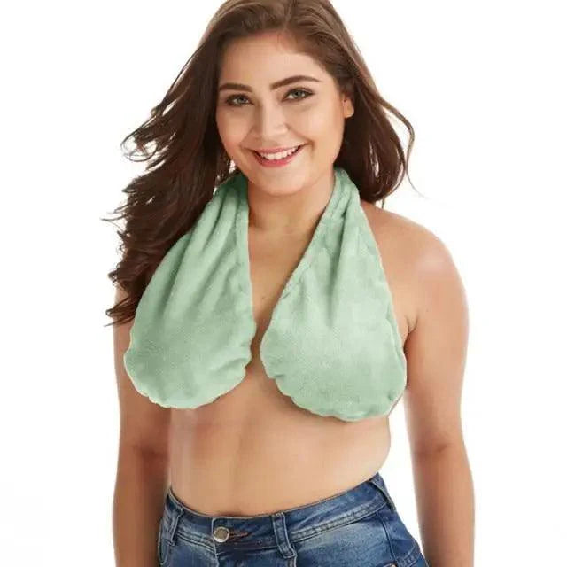 Comfortable Women Towel Bra Chest Hanging Neck Wrapped Big Bra Breastfeeding Lightweight Ladies Towel Bra