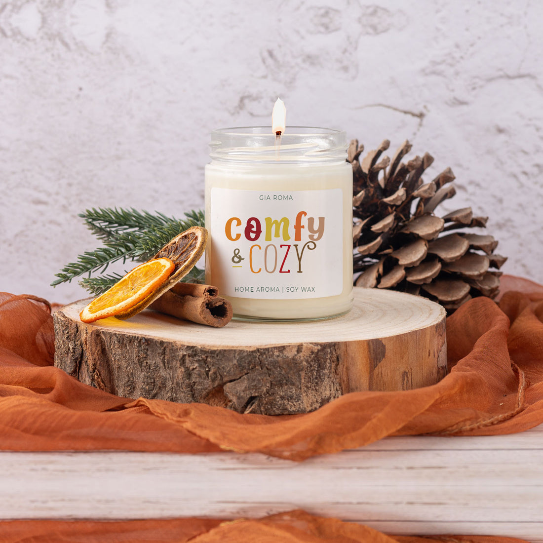 Pumpkin Spice Soy Candle 9oz Jar, Vanilla Whipped Cream Cinnamon