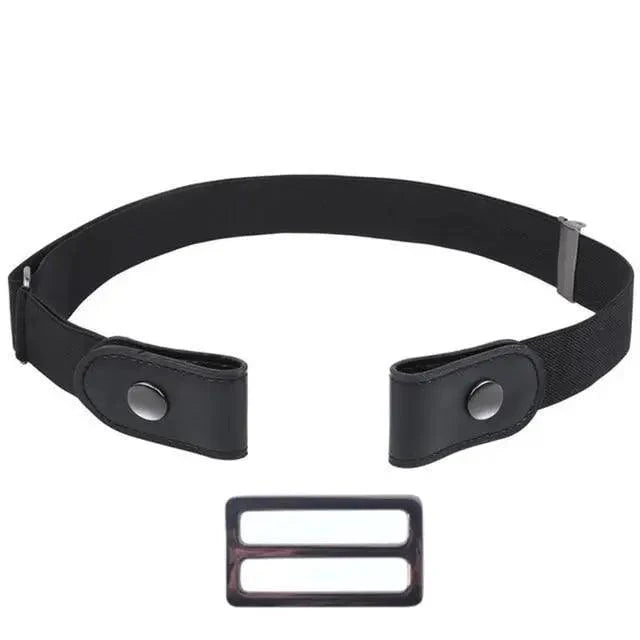 Cool Buckle-Free Stretch Elastic Waist Belt Unisex Style No Buckle Fashion Waistbands For Men And Women Simple Black Stretch Belt Invisible Elastic Belt For Jeans Pants Dresses