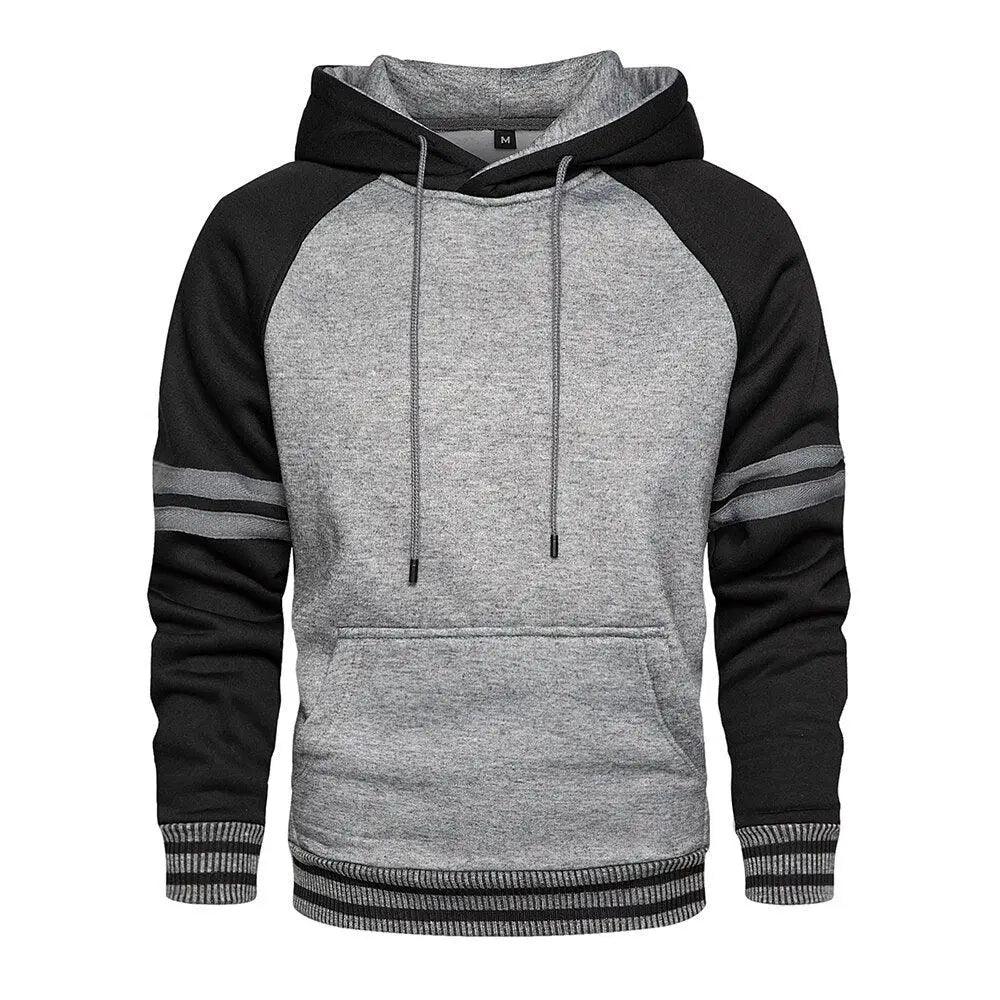 Cool Herren Patchwork Kapuzenpullover Hoodies Sportbekleidung Lässiger Lockerer Fleece Warmer Streetwear Moderne Herrenmode Herbst Winter Oberbekleidung Langarm Plissiert Bequemer Rundhals Herren Sweatshirts Workout Sport Lässiger Hoodie