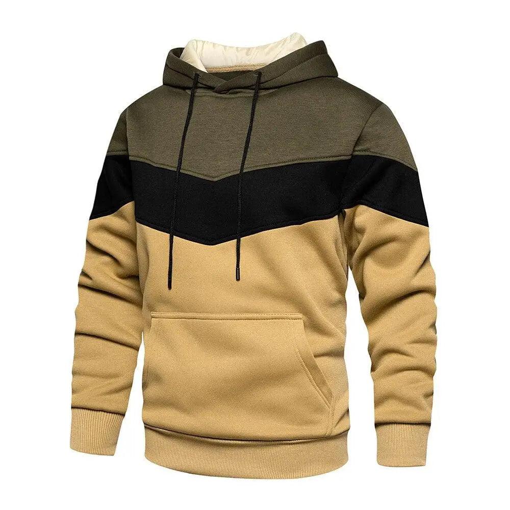Cool Herren Patchwork Kapuzenpullover Hoodies Sportbekleidung Lässiger Lockerer Fleece Warmer Streetwear Moderne Herrenmode Herbst Winter Oberbekleidung Langarm Plissiert Bequemer Rundhals Herren Sweatshirts Workout Sport Lässiger Hoodie