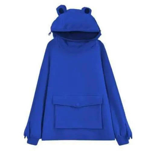 Cool Women Hoodie Perfect Sleeping Frog Pullover Winter Sense Hooded Modern Casual Sweatshirts Cute Funny Style Comfortable Frog Pullover Hoodie For Women