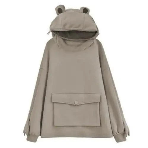 Cool Women Hoodie Perfect Sleeping Frog Pullover Winter Sense Hooded Modern Casual Sweatshirts Cute Funny Style Comfortable Frog Pullover Hoodie For Women