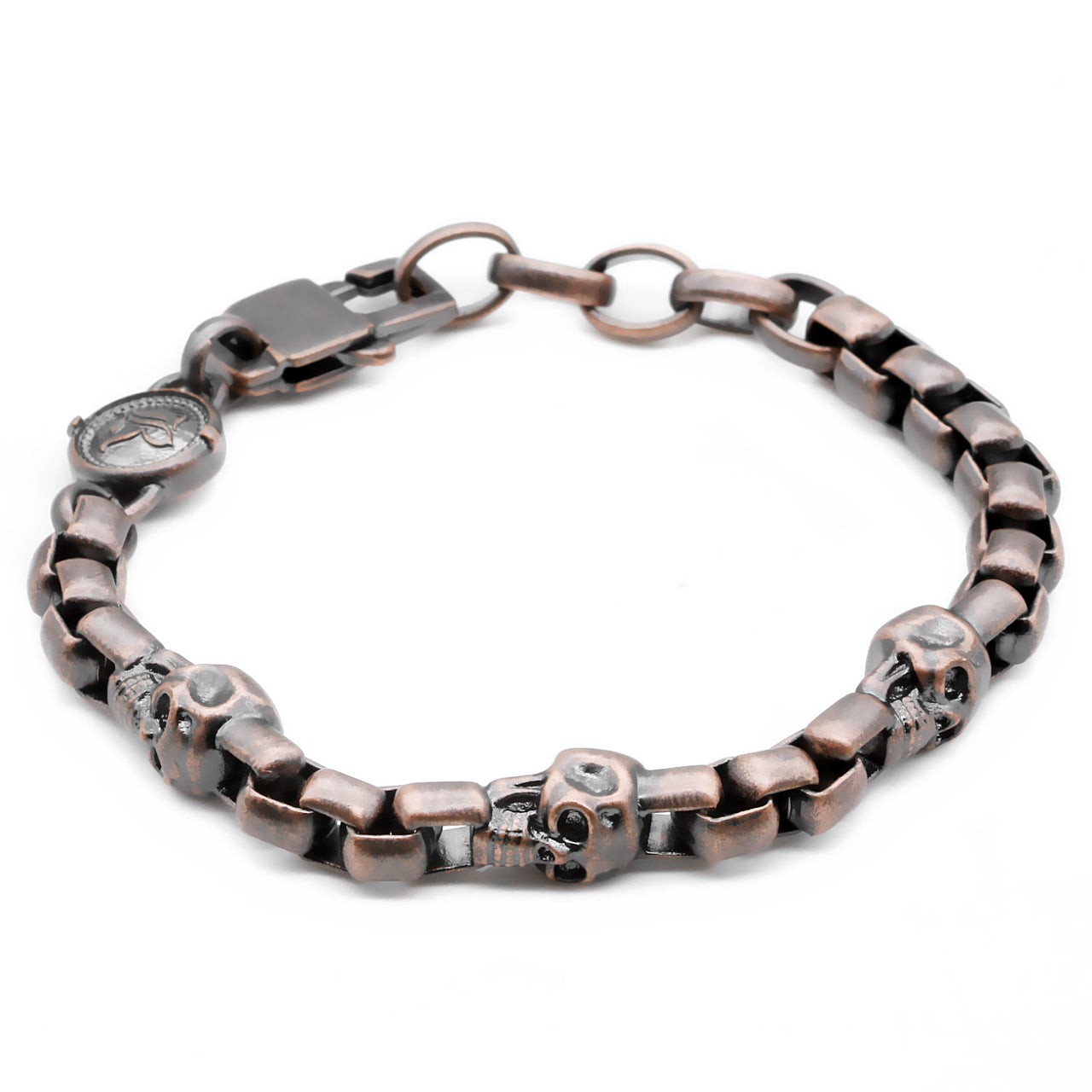 Copper Skull Box Chain Bracelet for Men