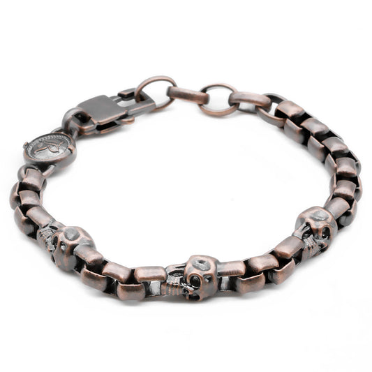 Copper Skull Box Chain Bracelet for Men